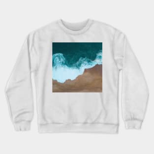 Blue Ocean Waves And Yellow Sand Crewneck Sweatshirt